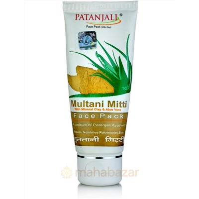 Маска для лица с лечебной глиной Мултани Митти, 60 г, Патанджали; Multani Mitti Face Pack, 60 g, Patanjali