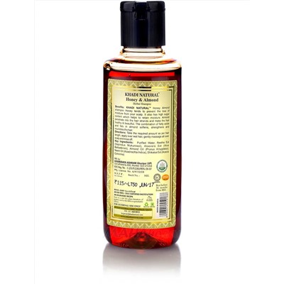 Шампунь для волос Мед и Миндаль, 210 мл, производитель Кхади; Honey & Almond Hair Cleanser, 210 ml, Khadi