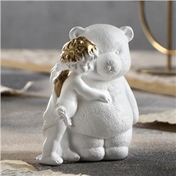 Статуэтка "Ангел с мишкой", золотистый, 13 см