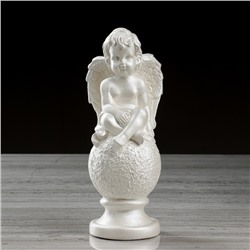 Статуэтка "Ангел на шаре №5" перламутровый, 25 см