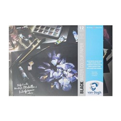 Альбом для Акварели 210 х 297, А4, Royal Talens Van Gogh, 12 листов, 360 г/м², на склейке по 1 стороне Fin, чёрный блок, мелкозернистый