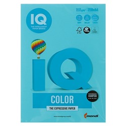 Бумага цветная А4 250 л, IQ COLOR, 160 г/м2, голубой, MB30