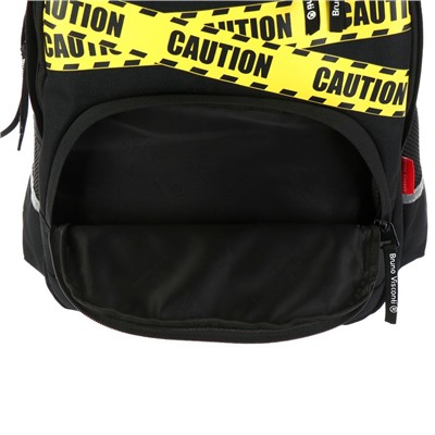 Рюкзак школьный Bruno Visconti, 40 х 30 х 19 см, эргономичная спинка, «Будь осторожен», пенал в подарок