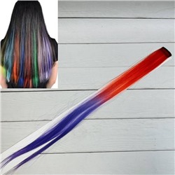 Накладная цветная прядь для волос с переходом цвета на заколке (тик-так). №14