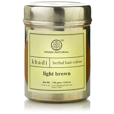 Краска для волос травяная Cветло-коричневый, 150 г, производитель Кхади; Light Brown Herbal Hair Colour, 150 g, Khadi
