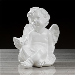 Статуэтка "Ангел с чашей сидит", большая, белая, гипс, 30 см
