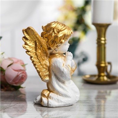 Сувенир "Ангел молящийся" 16 см, белый с золотым