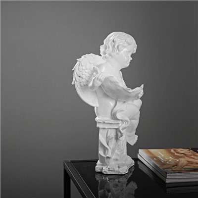 Фигура "Ангелочек с чашей" белый, 13х15х43см