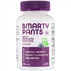 SmartyPants, Комплекс пробиотиков для взрослых, голубика, 60 жевательных таблеток