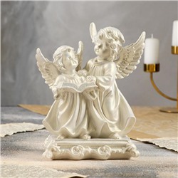 Статуэтка "Ангел пара с книгой", перламутровая, 24 см