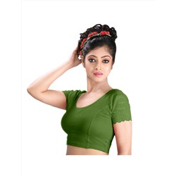 Чоли для сари - трикотажная блузка с кружевными рукавами, цвет - салатовый, производитель Абхи; Women's Сotton Blouse With Lace Sleeves Light Green, Abhi