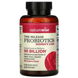 NatureWise, Пробиотики с медленным высвобождением, Для женщин, 40 каплетов длительного усвоения