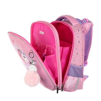 Рюкзак каркасный Hatber Ergonomic Classic 37 х 29 х 17, для девочки Magic unicorn, розовый