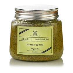 Соль для ванной Лаванда и Базилик, 200 г, производитель Кхади; Lavender & Basil Herbal Bath Salt, 200 g, Khadi