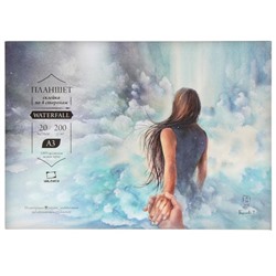 Альбом для акварели А3, «Малевичъ» Waterfall , 297 x 420 мм, 200 г/м², 20 листов, на склейке