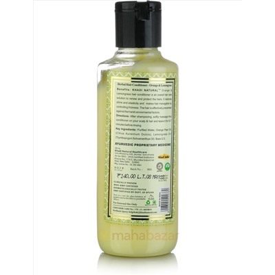 Кондиционер для волос Апельсин и Лемонграсс, 210 мл, производитель Кхади; Orange & Lemongrass Herbal Hair Conditioner, 210 ml, Khadi