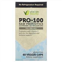 Vitamin Bounty, PRO-100 Raw Probiotics, 100 Billion CFU, 60 Veggie Caps