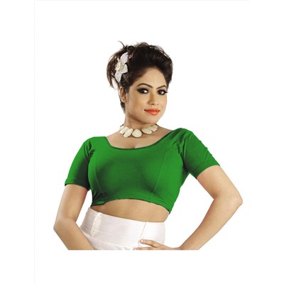 Чоли для сари - трикотажная блузка, цвет - зеленый, производитель Абхи; Women's Cotton Blouse Green, Abhi