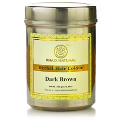 Краска для волос травяная Темно-коричневая, 150 г, производитель Кхади; Dark Brown Herbal Hair Colour, 150 g, Khadi