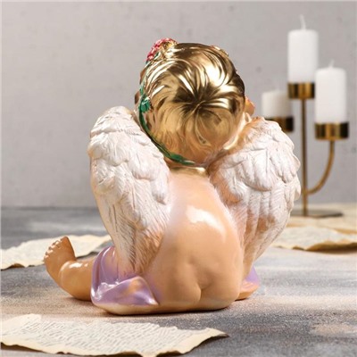 Статуэтка "Ангел сидит" бежевая, 23 см, микс