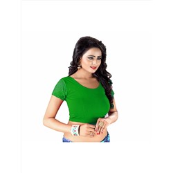 Чоли для сари - трикотажная блузка с кружевными рукавами, цвет - зеленый, производитель Абхи; Women's Сotton Blouse With Lace Sleeves Green, Abhi