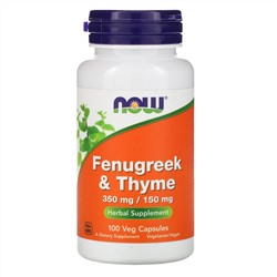 Now Foods, Fenugreek & Thyme, 350 mg/150 mg, 100 Veg Capsules