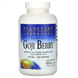 Planetary Herbals, Ягоды годжи, 700 мг, 180 капсул