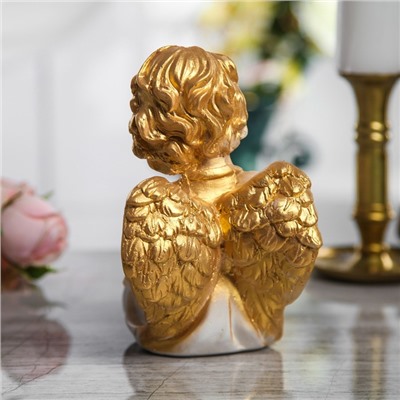 Сувенир "Ангел читает", бело-золотой, 20 см