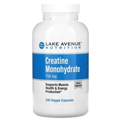 Lake Avenue Nutrition, моногидрат креатина, 750 мг, 240 растительных капсул