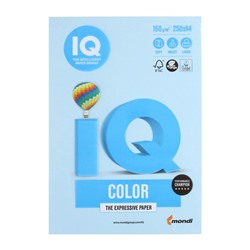 Бумага цветная А4 250 л, IQ COLOR, 160 г/м2, голубой лёд, OBL70