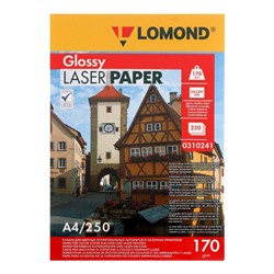 Фотобумага для лазерной печати А4 LOMOND, 170 г/м², глянцевая двусторонняя, 250 листов (0310241)