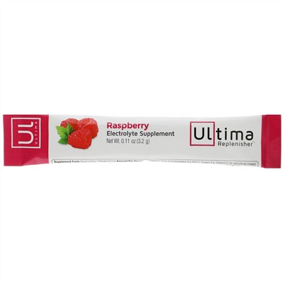 Ultima Replenisher, Электролитовая добавка, малина, 20 пакетов, 3,2 г (0,11 унций) каждый