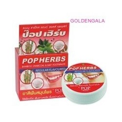 002974 POPHERBS BAMBOO CHARCOAL & SALT TOOTHPASTE Зубная паста с бамбуком и солью, 30г (Тайланд)