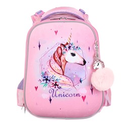 Рюкзак каркасный Hatber Ergonomic Classic 37 х 29 х 17, для девочки Magic unicorn, розовый