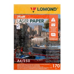 Фотобумага для лазерной печати А4 LOMOND, 170 г/м², матовая двусторонняя, 250 листов (0300241)