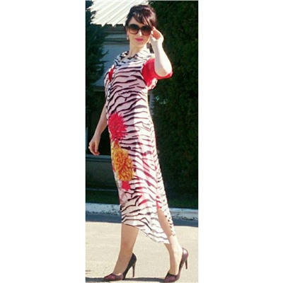 Платье Amelia Lux 0960 красный-зебра