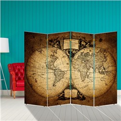 Ширма "Старинная карта мира", 200 × 160 см