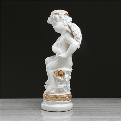 Статуэтка "Ангел на подставке", бело-золотой, 44 см