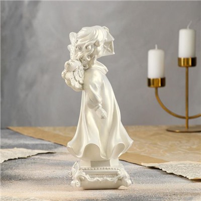 Статуэтка "Ангел с фонарем", перламутровая, 26,5 см