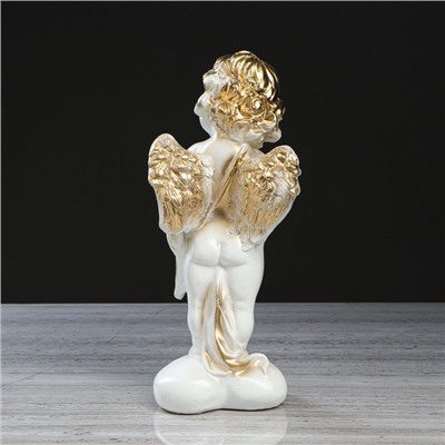 Статуэтка "Ангел Амур", бело-золотистый цвет, 33 см