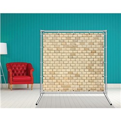 Стенд-ширма «Кирпичная стена 1», 155 × 158 см, односторонняя, металл хром, баннерная ткань