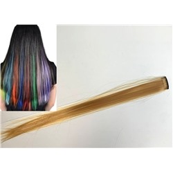 Накладная цветная прядь для волос однотонная на заколке (тик-так). №8