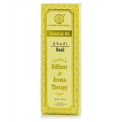 Эфирное масло для аромотерапии Базилик, 10 мл, производитель Кхади; Basil Essential Oil, 10 ml, Khadi