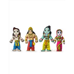 Набор мягких игрушек Сита, Рама, Лакшман и Хануман, производитель махабазар.клаб; Set of soft toys Sita, Rama, Lakshman & Hanuman, MAHAbazar.club
