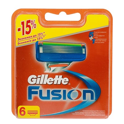 Сменные кассеты Gillette Fusion, 5 лезвий, 6 шт