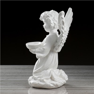 Статуэтка "Ангел с чашей", белая, 33 см