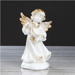 Статуэтка "Ангел со свитком", бело-золотая, 24 см
