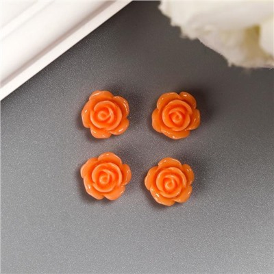 Кабошон "Роза", оранжевый 10 мм