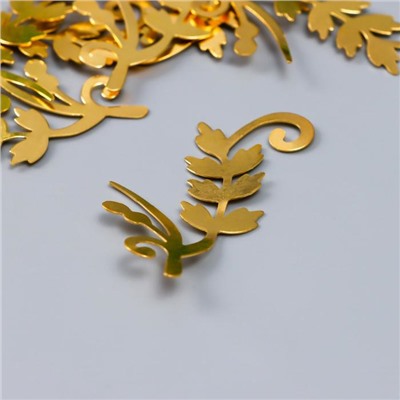 Декор металл для творчества "Веточка с завитками" золото WA-760 2,8х5 см