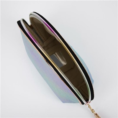 Косметичка-сумка, отдел на молнии, с ручкой, цвет голубой, «Бабочка»